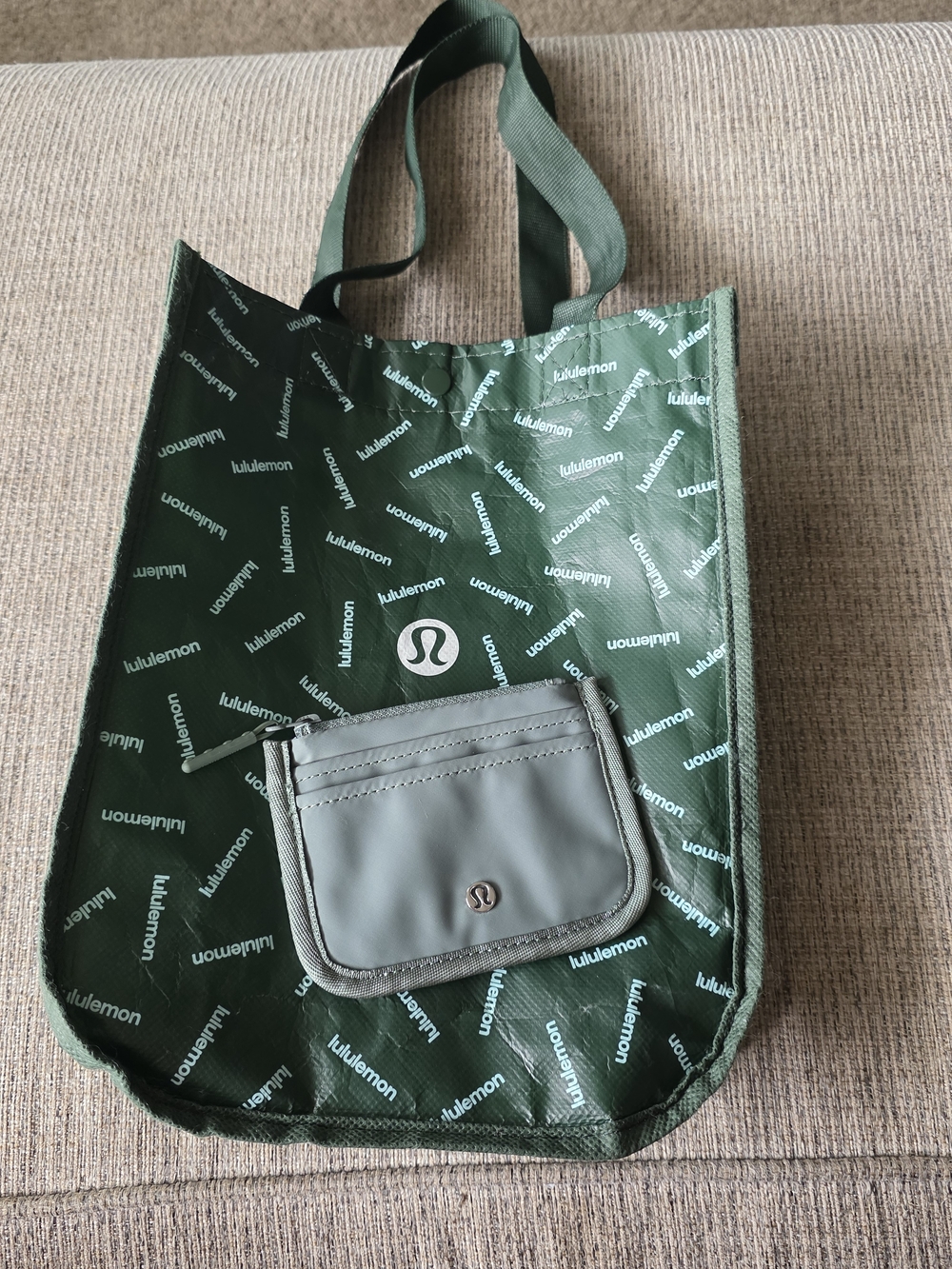 lululemon athletica Forest Green Logo Tote with Olive Pocket